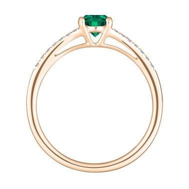 Solitaire Lepage Première Dame en or rose émeraude et diamants