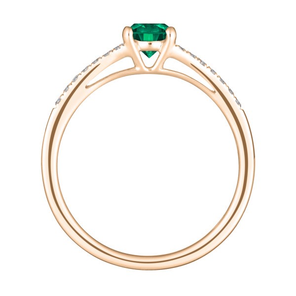 Solitaire Lepage Première Dame en or rose émeraude et diamants