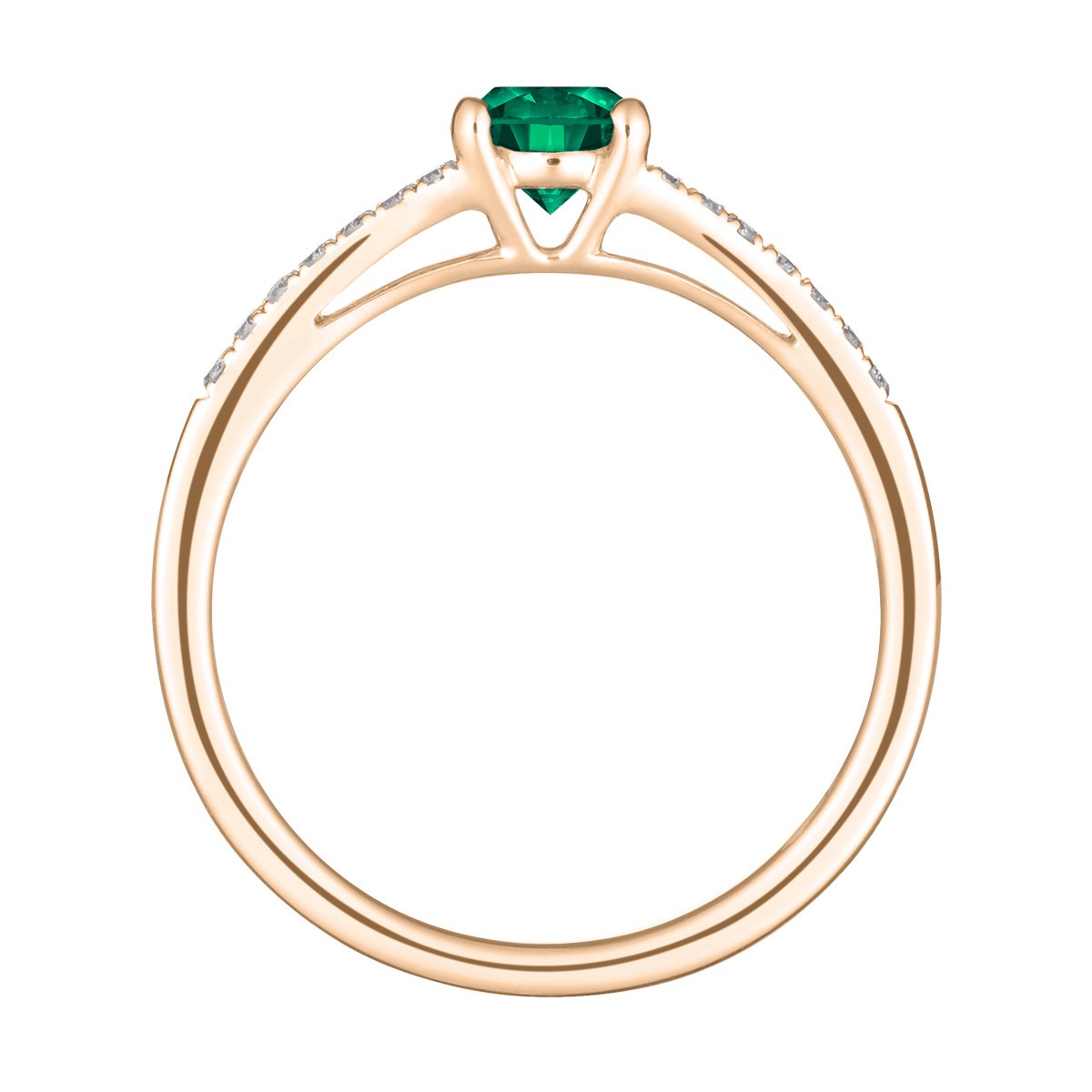 Solitaire Lepage Première Dame en or rose émeraude et diamants