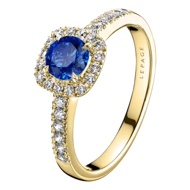 Solitaire Lepage Madame Rose en or jaune saphir et diamants
