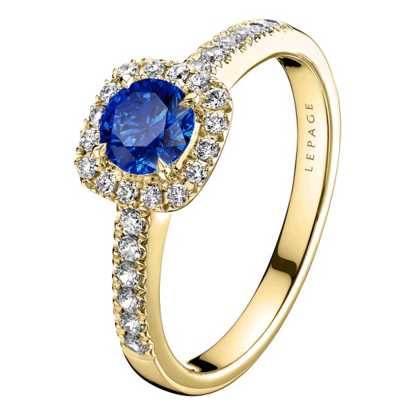 Solitaire Lepage Madame Rose en or jaune saphir et diamants