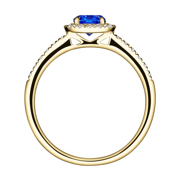 Solitaire Lepage Madame Rose en or jaune saphir et diamants