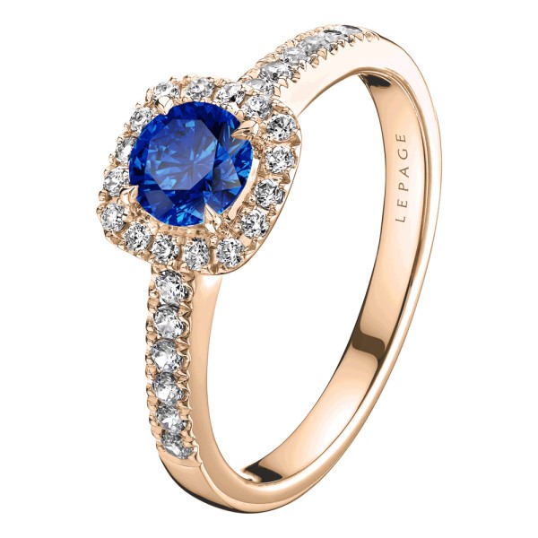 Solitaire Lepage Madame Rose en or rose saphir et diamants