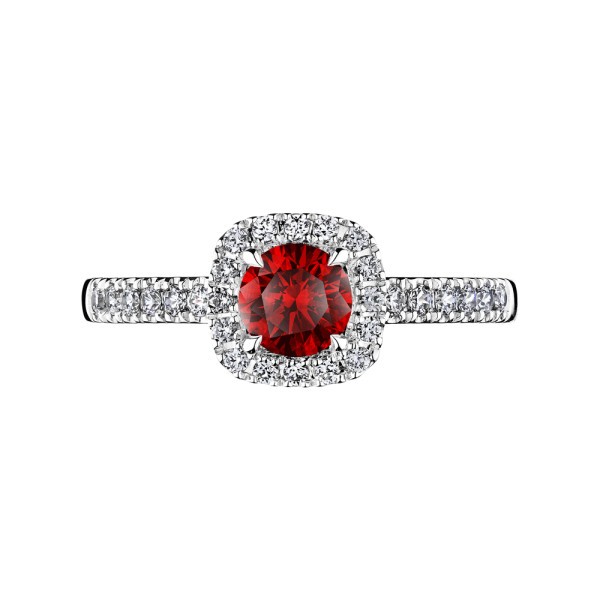 Solitaire Lepage Madame Rose en or blanc rubis et diamants