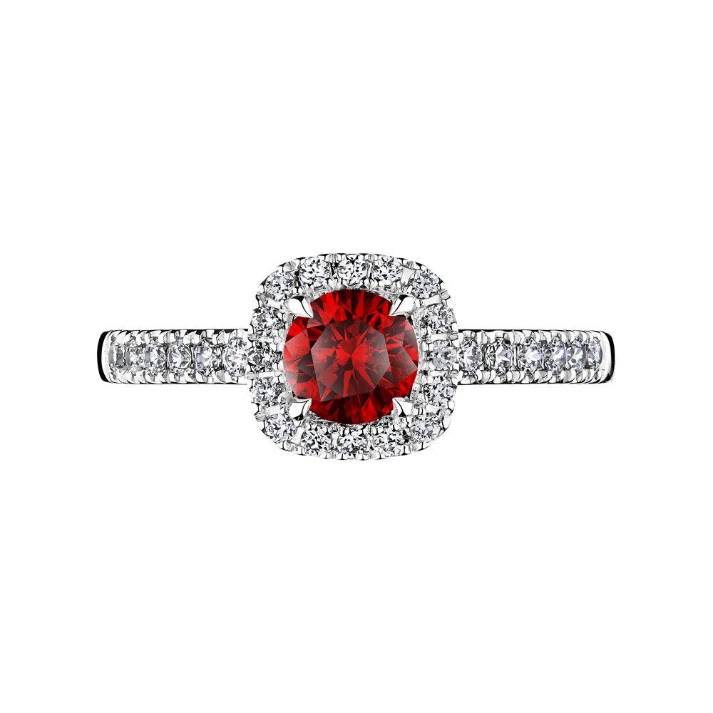 Solitaire Lepage Madame Rose en or blanc rubis et diamants