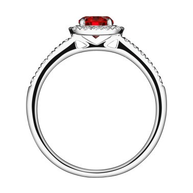Solitaire Lepage Madame Rose en or blanc rubis et diamants