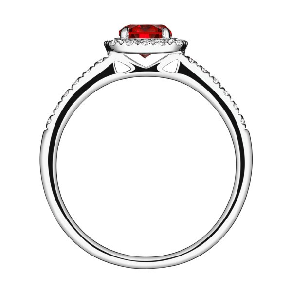 Solitaire Lepage Madame Rose en or blanc rubis et diamants