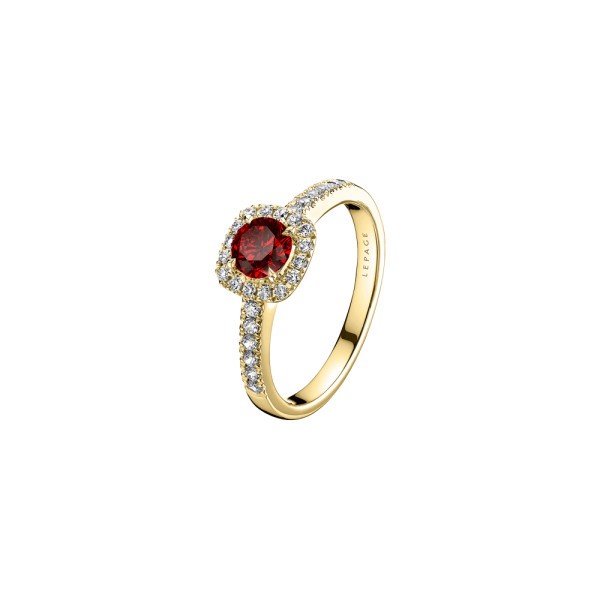 Solitaire Lepage Madame Rose en or jaune rubis et diamants