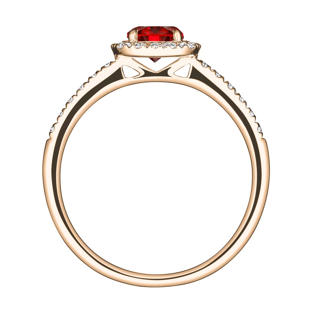 Solitaire Lepage Madame Rose en or rose rubis et diamants