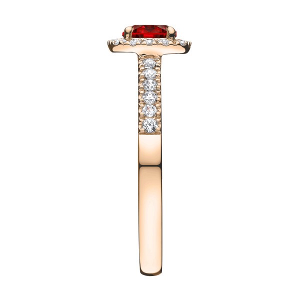 Solitaire Lepage Madame Rose en or rose rubis et diamants