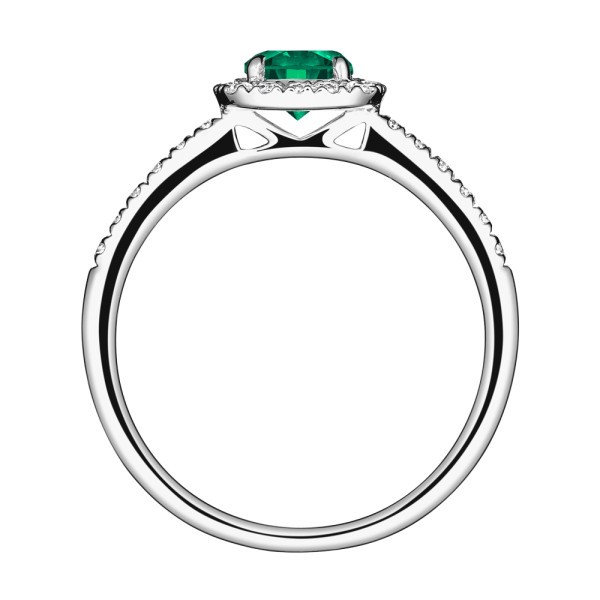 Solitaire Lepage Madame Rose en or blanc émeraude et diamants