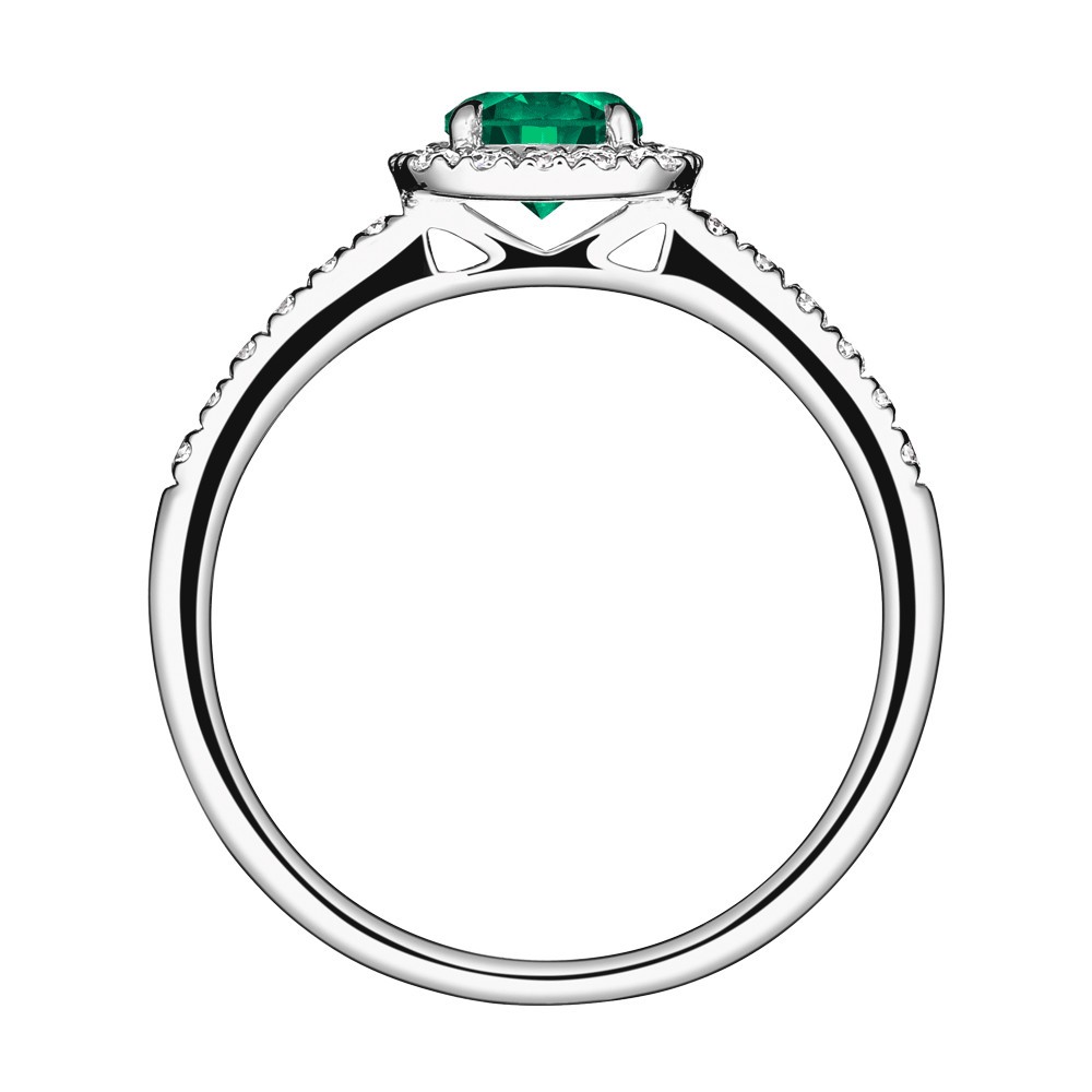 Solitaire Lepage Madame Rose en or blanc émeraude et diamants
