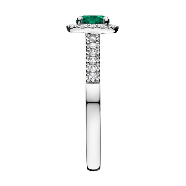Solitaire Lepage Madame Rose en or blanc émeraude et diamants