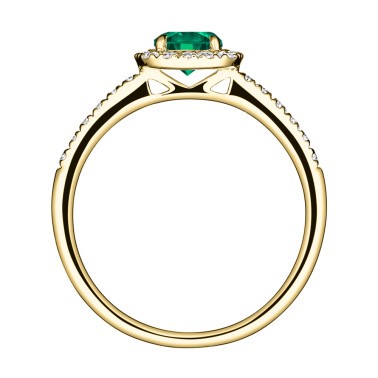 Solitaire Lepage Madame Rose en or jaune émeraude et diamants