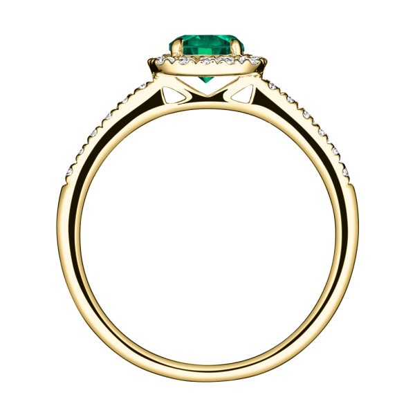 Solitaire Lepage Madame Rose en or jaune émeraude et diamants