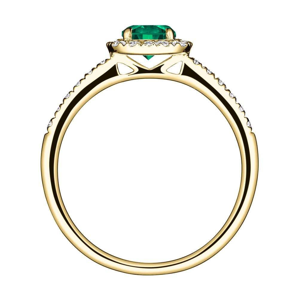 Solitaire Lepage Madame Rose en or jaune émeraude et diamants