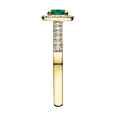 Solitaire Lepage Madame Rose en or jaune émeraude et diamants