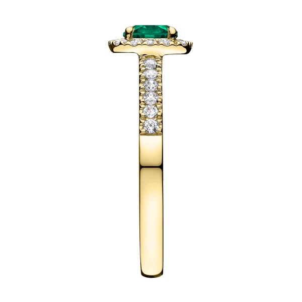 Solitaire Lepage Madame Rose en or jaune émeraude et diamants