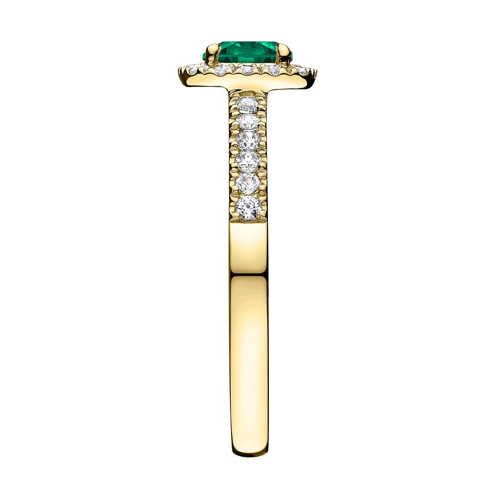 Solitaire Lepage Madame Rose en or jaune émeraude et diamants