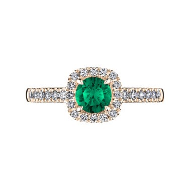 Solitaire Lepage Madame Rose en or rose émeraude et diamants