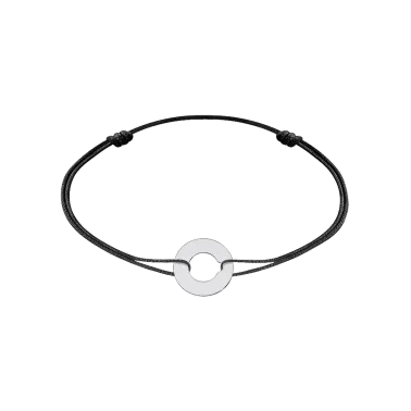 Bracelet Dinh Van Cible 12 mm en or blanc sur cordon