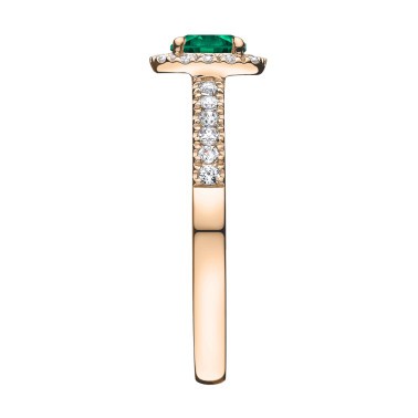 Solitaire Lepage Madame Rose en or rose émeraude et diamants