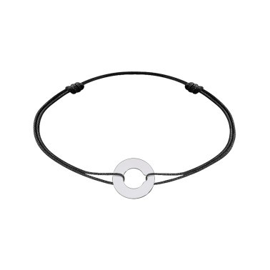 Bracelet Dinh Van Cible 12 mm en or blanc sur cordon - SOLDAT