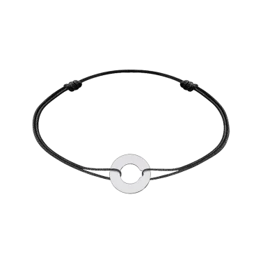 Bracelet Dinh Van Cible 12 mm en or blanc sur cordon