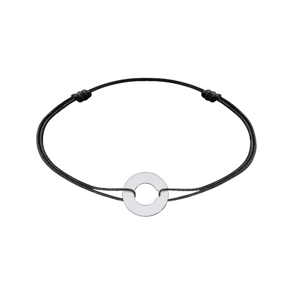 Bracelet Dinh Van Cible 12 mm en or blanc sur cordon