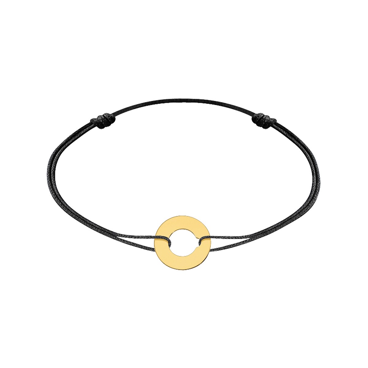 Bracelet Dinh Van Cible 12 mm en or jaune sur cordon - SOLDAT