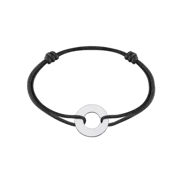 Bracelet Dinh Van Cible 16 mm en or blanc sur cordon