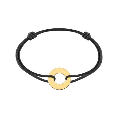 Bracelet Dinh Van Cible 16 mm en or jaune sur cordon - SOLDAT