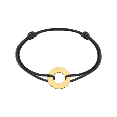 Bracelet Dinh Van Cible 16 mm en or jaune sur cordon