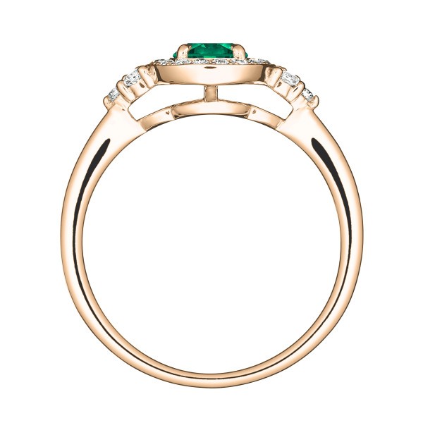 Solitaire Lepage Pompadour en or rose émeraude et diamants