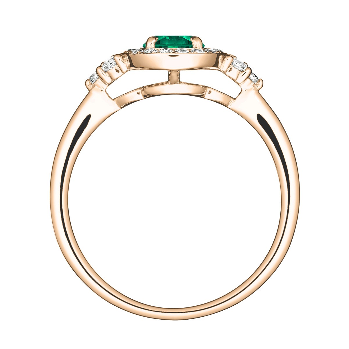 Solitaire Lepage Pompadour en or rose émeraude et diamants