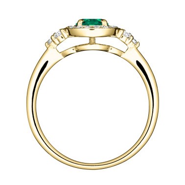 Solitaire Lepage Gustave en or jaune émeraude et diamants