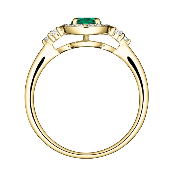 Solitaire Lepage Gustave en or jaune émeraude et diamants