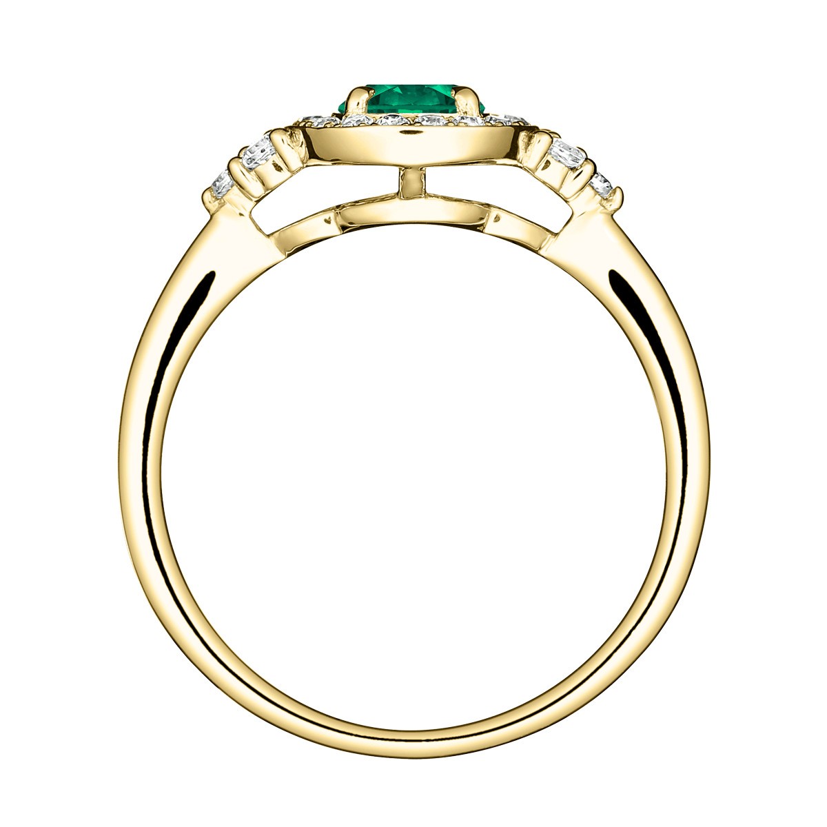 Solitaire Lepage Gustave en or jaune émeraude et diamants