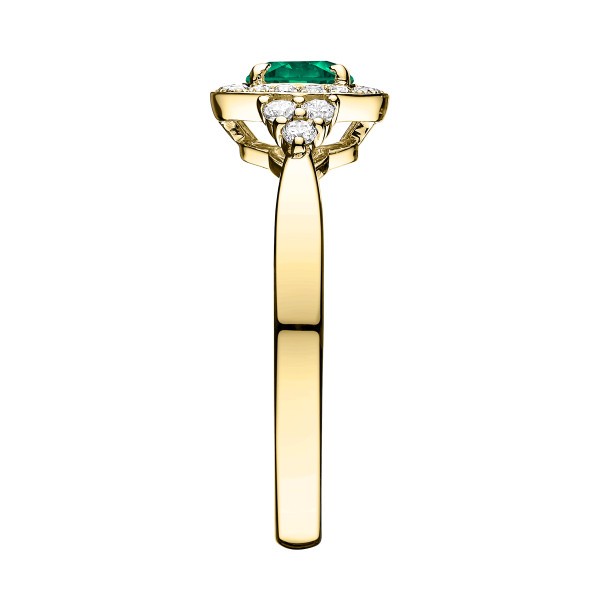 Solitaire Lepage Gustave en or jaune émeraude et diamants