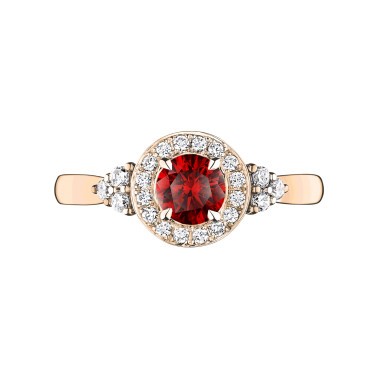 Solitaire Lepage Gustave en or rose rubis et diamants