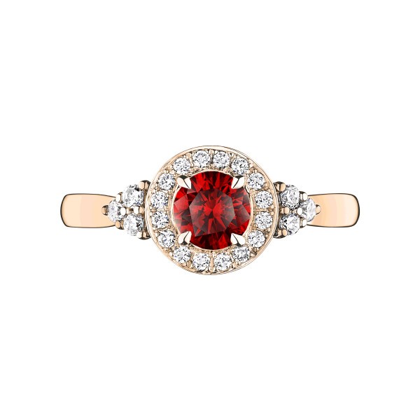Solitaire Lepage Gustave en or rose rubis et diamants