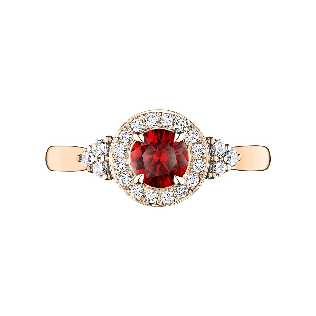 Solitaire Lepage Pompadour en or rose rubis et diamants