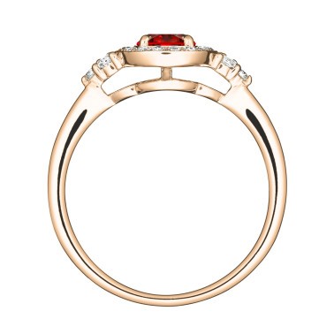 Solitaire Lepage Pompadour en or rose rubis et diamants