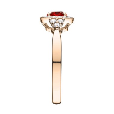 Solitaire Lepage Gustave en or rose rubis et diamants