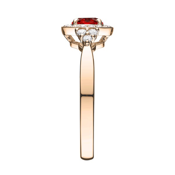 Solitaire Lepage Pompadour en or rose rubis et diamants