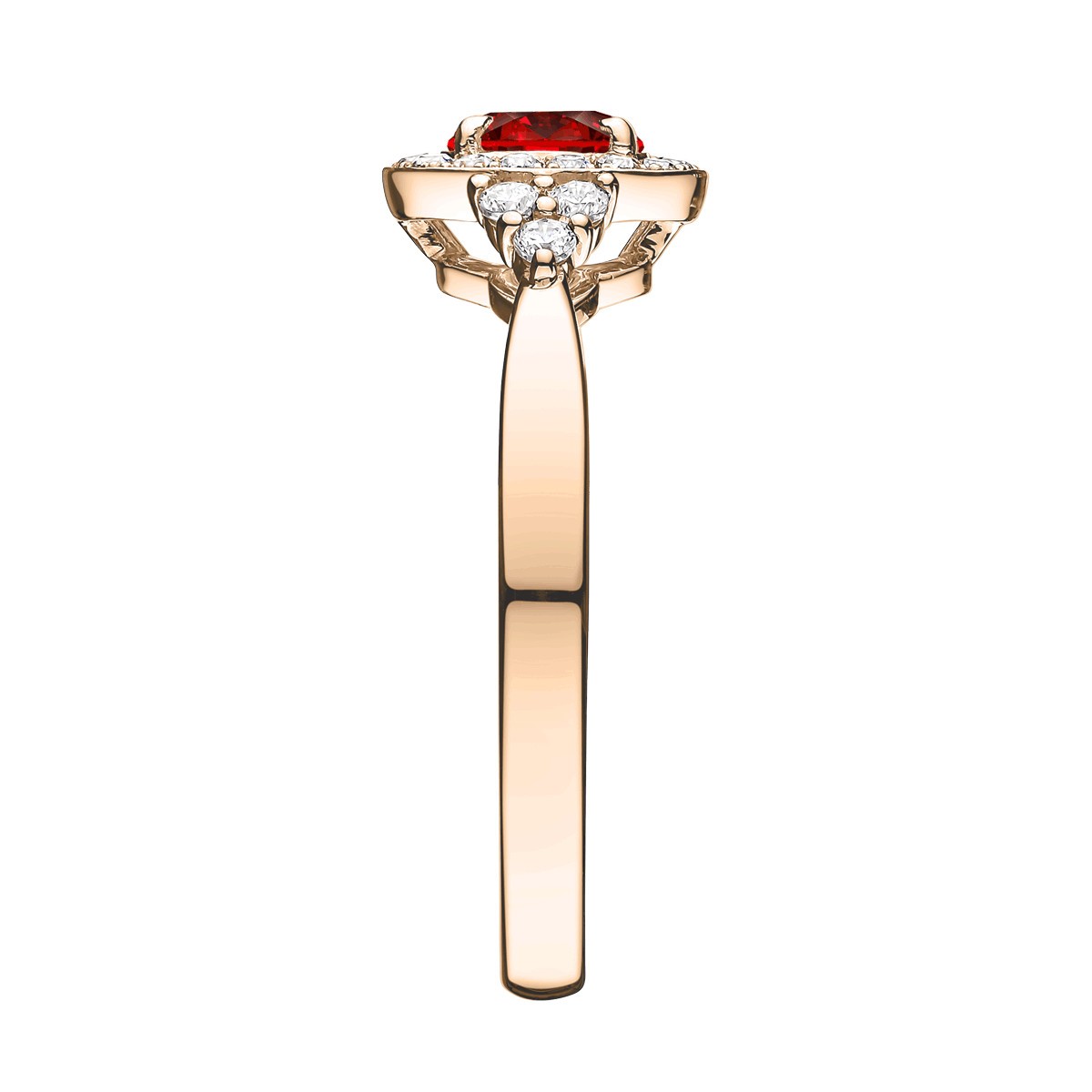 Solitaire Lepage Gustave en or rose rubis et diamants