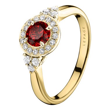 Solitaire Lepage Gustave en or jaune rubis et diamants