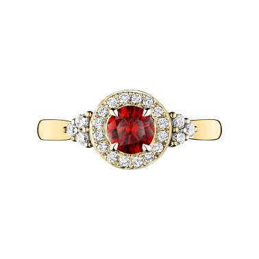 Solitaire Lepage Gustave en or jaune rubis et diamants