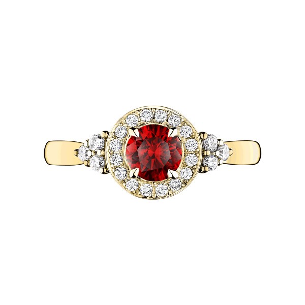 Solitaire Lepage Gustave en or jaune rubis et diamants