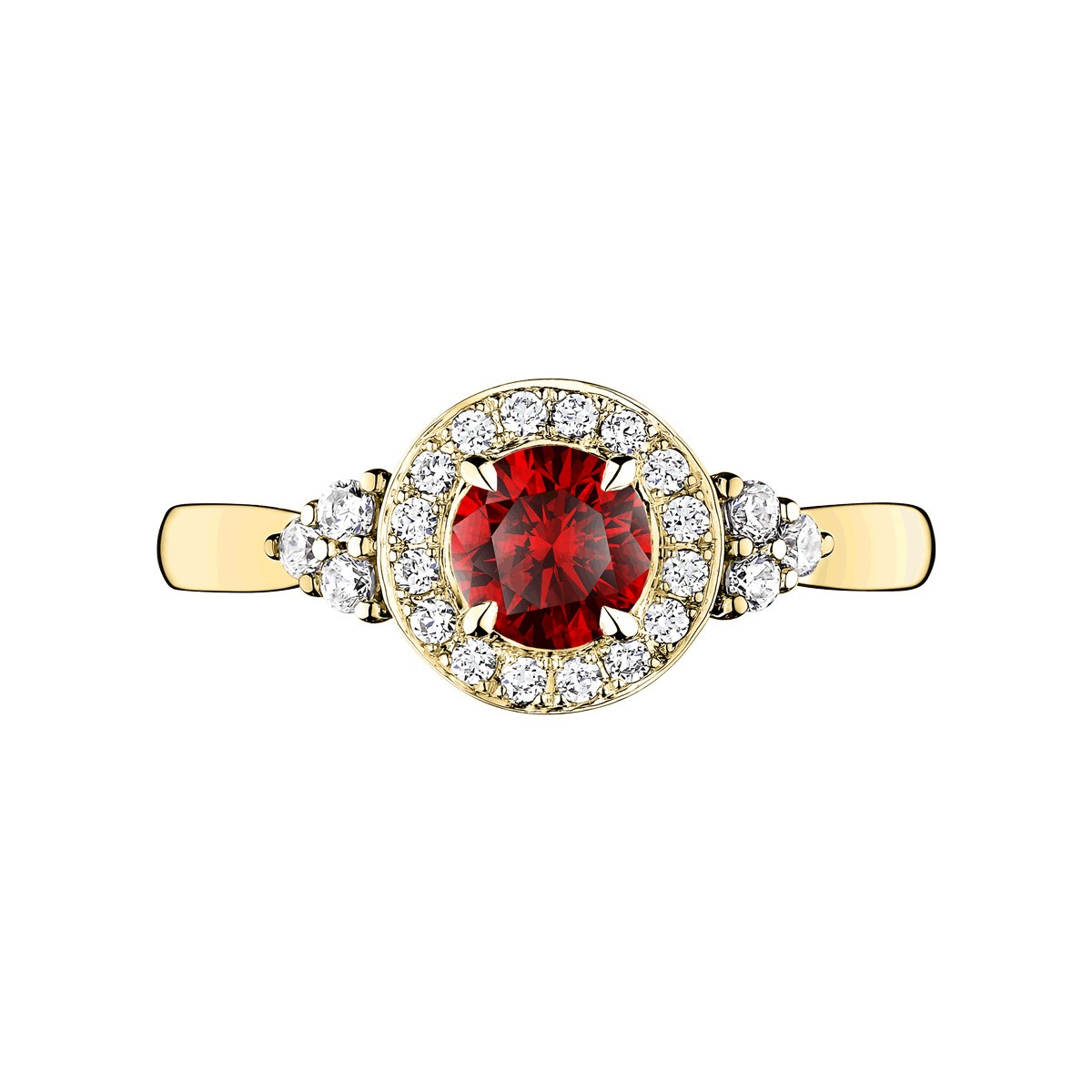 Solitaire Lepage Gustave en or jaune rubis et diamants